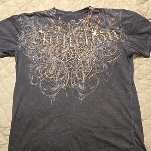 Affliction Black and Gold Graphic Tee